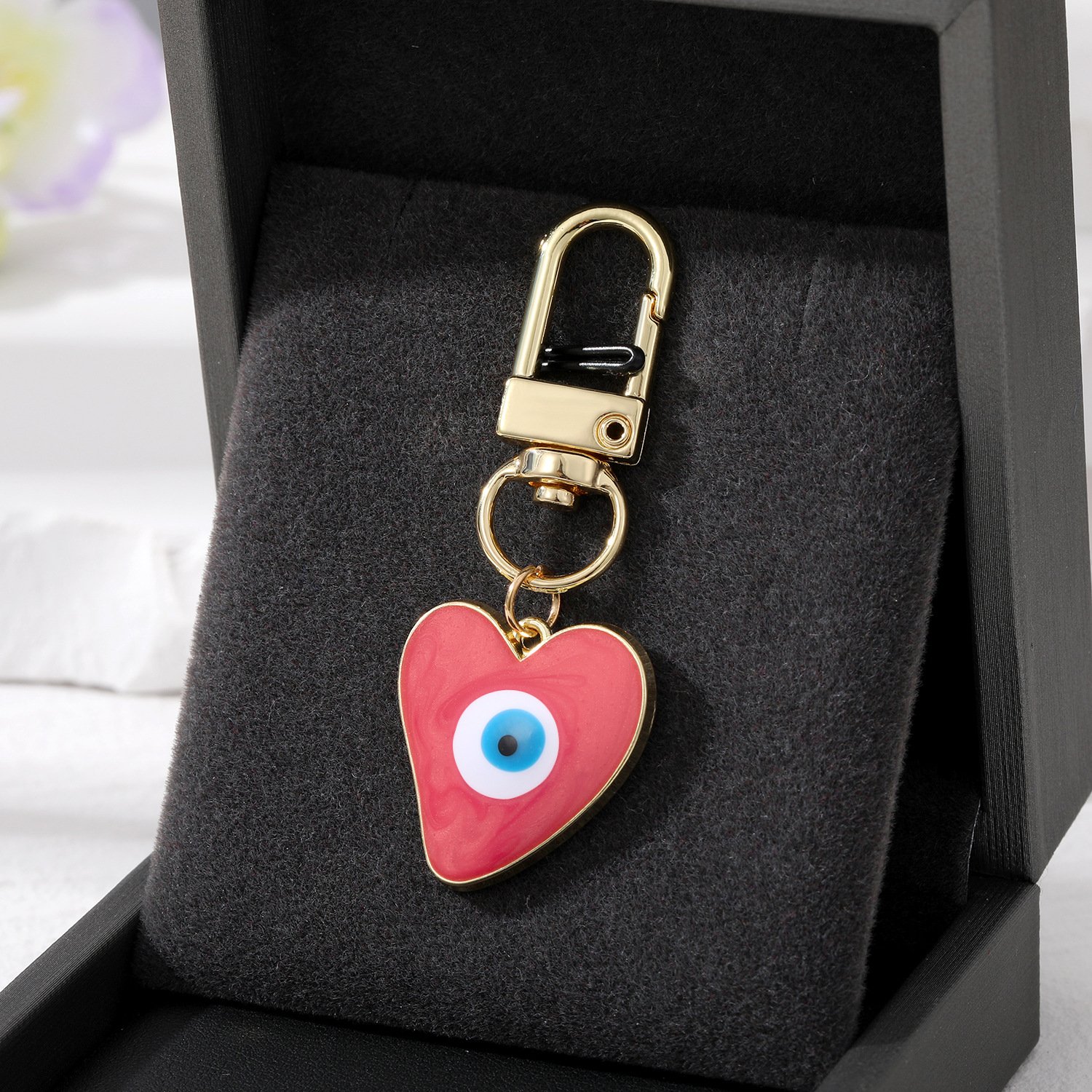 Good Luck Amulet Jewelry Car Key Ring Bag Purse Accessories Heart Evil Eye Keychain Protection Charm for Men Women