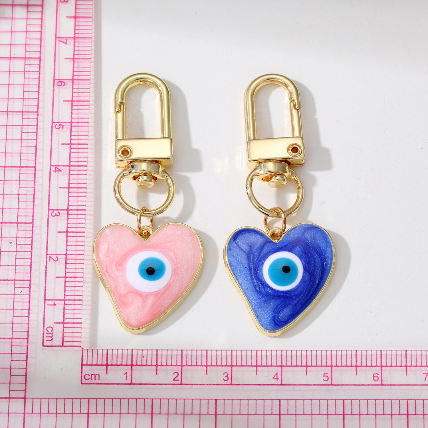 Good Luck Amulet Jewelry Car Key Ring Bag Purse Accessories Heart Evil Eye Keychain Protection Charm for Men Women