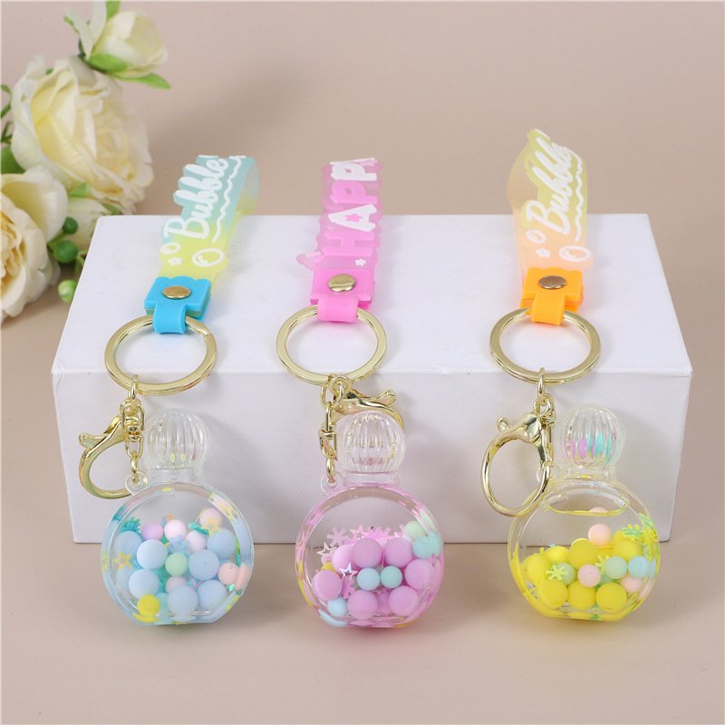New Arrival Acrylic Keychain Mixed Cute Liquid Floating Keyring Flower Star Ice Cream Charm Quicksand Liquid Key Chian