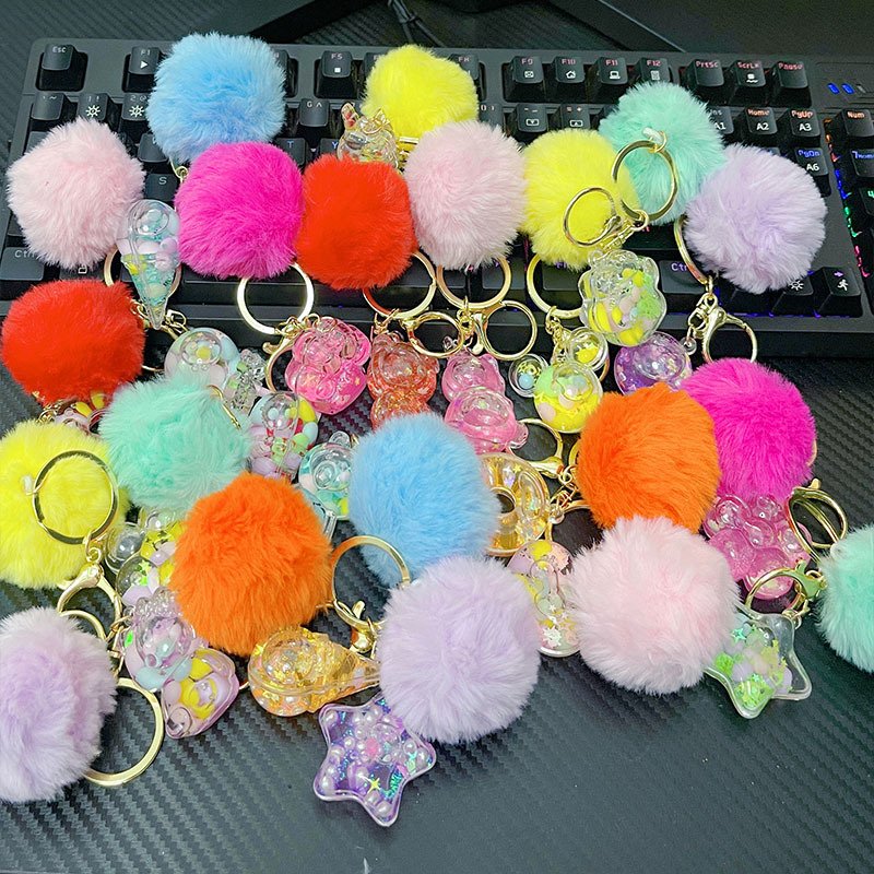 New Arrival Acrylic Keychain Mixed Cute Liquid Floating Keyring Flower Star Ice Cream Charm Quicksand Liquid Key Chian