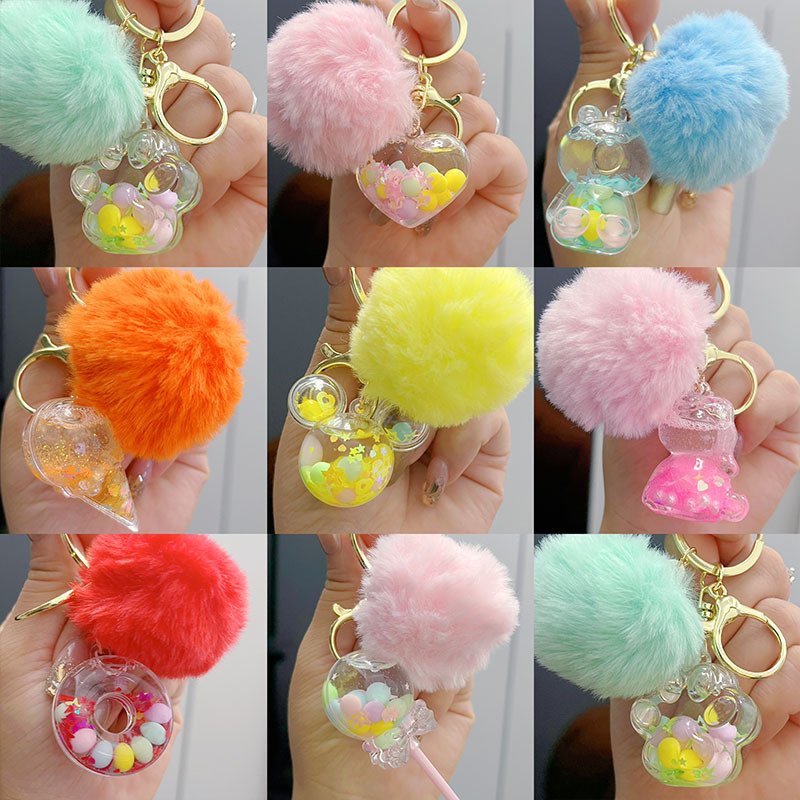 New Arrival Acrylic Keychain Mixed Cute Liquid Floating Keyring Flower Star Ice Cream Charm Quicksand Liquid Key Chian