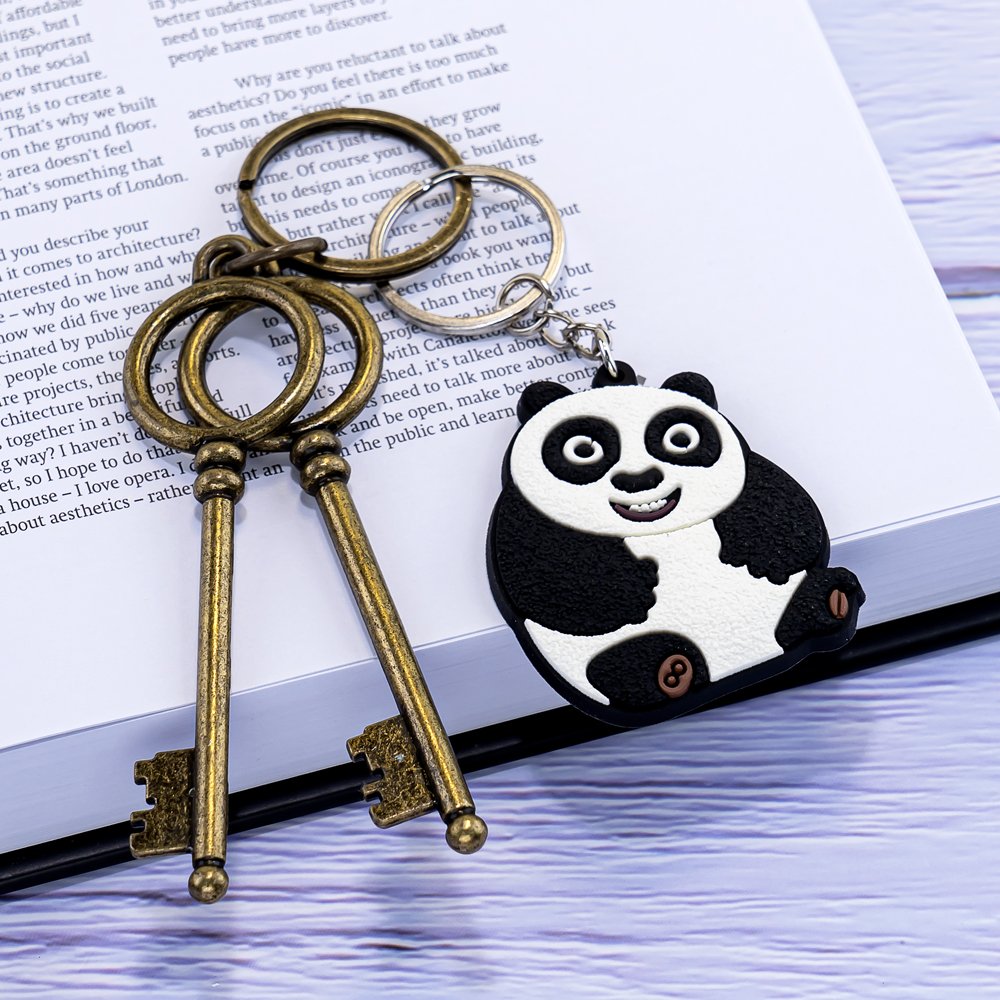 Wholesale pvc Cartoon Key Chain shape Key Ring key Holder Fashion Gift cute animal panda Husky Key Ornament Bag Pendant