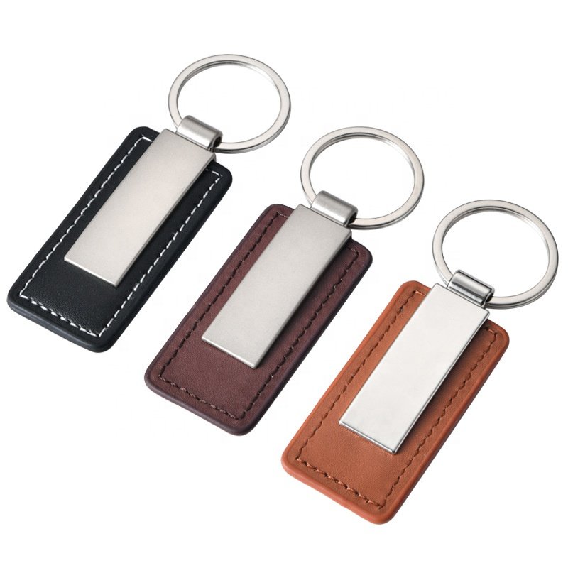 custom logo pu leather keychain blanks leather car key fob holder