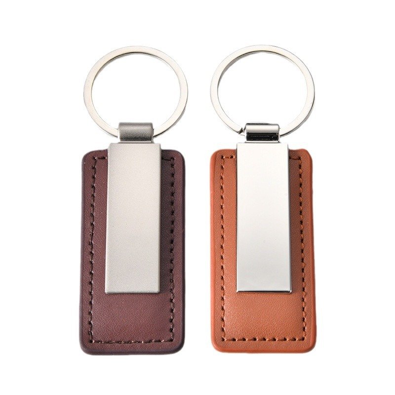 custom logo pu leather keychain blanks leather car key fob holder