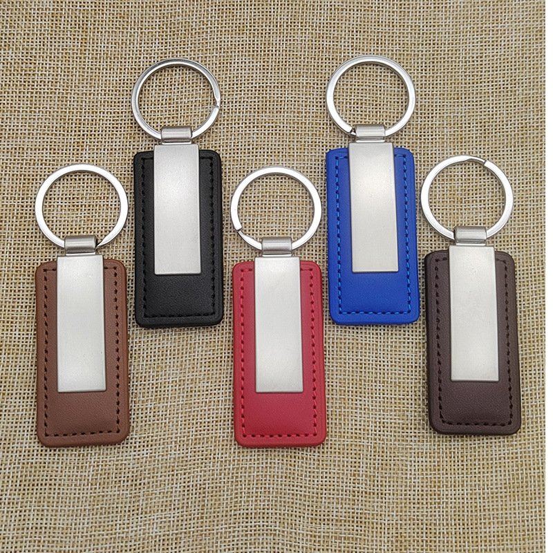 custom logo pu leather keychain blanks leather car key fob holder