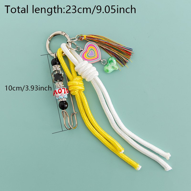 2024 New Girl Cute Beads Pendant Keyring Handmade Braided Rope Charm Women Car Key Chain Handbag Decoration Tassel Keychain