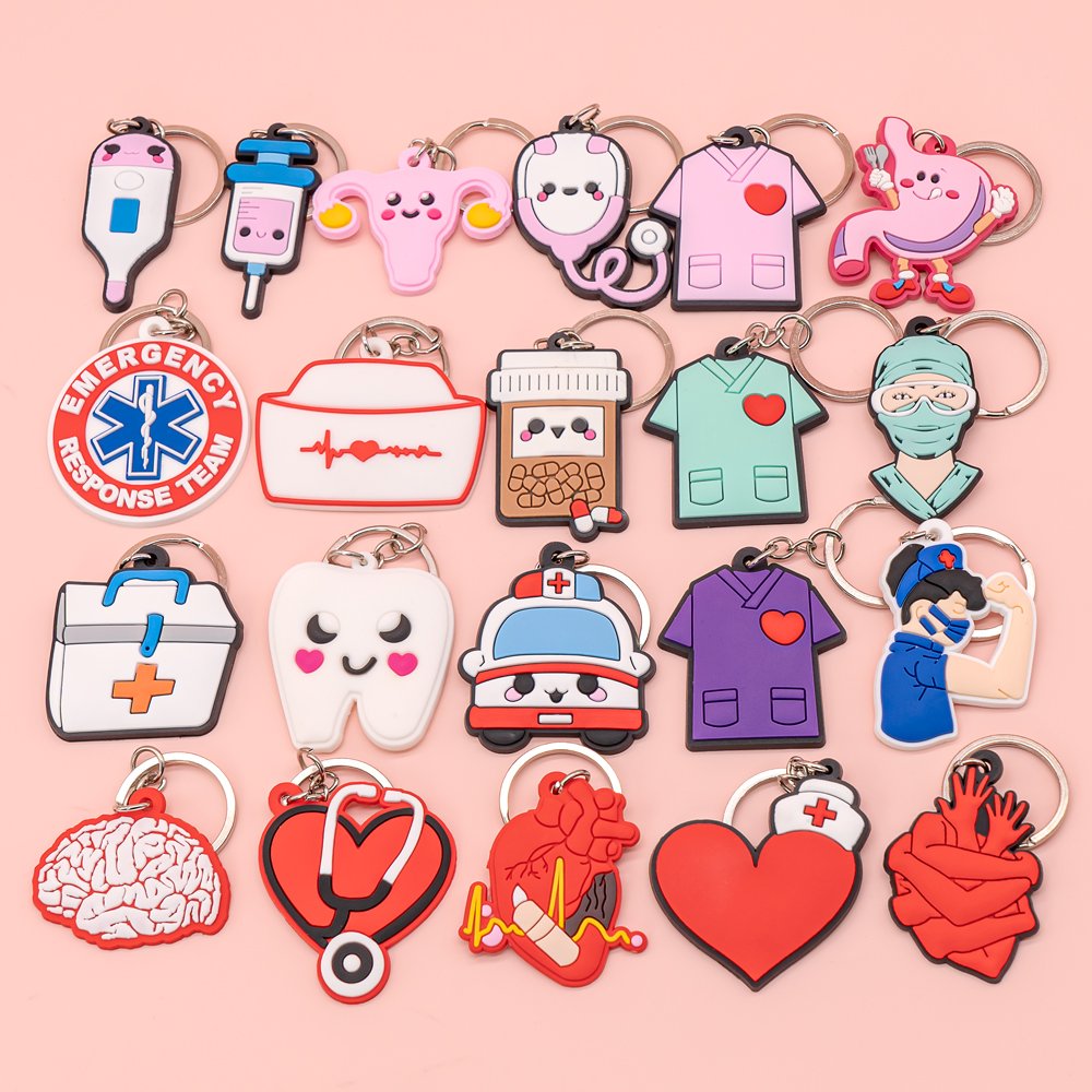wholesale pvc keychains hot sale anime figure custom keyring friends Cartoon medical key holder fit fans souvenir gift