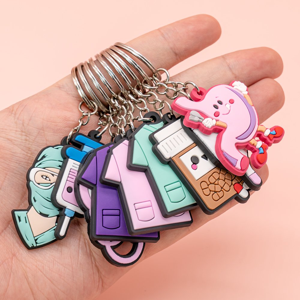 wholesale pvc keychains hot sale anime figure custom keyring friends Cartoon medical key holder fit fans souvenir gift