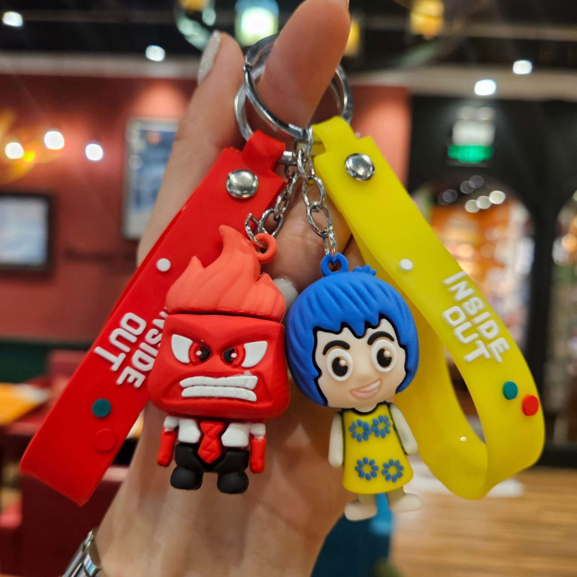 Botu Promotion Gift Rubber Keychain Wristlet Inside Out 2 Figures Car Key Ring Pendant Bracelet Trend Product 3D PVC Keychains
