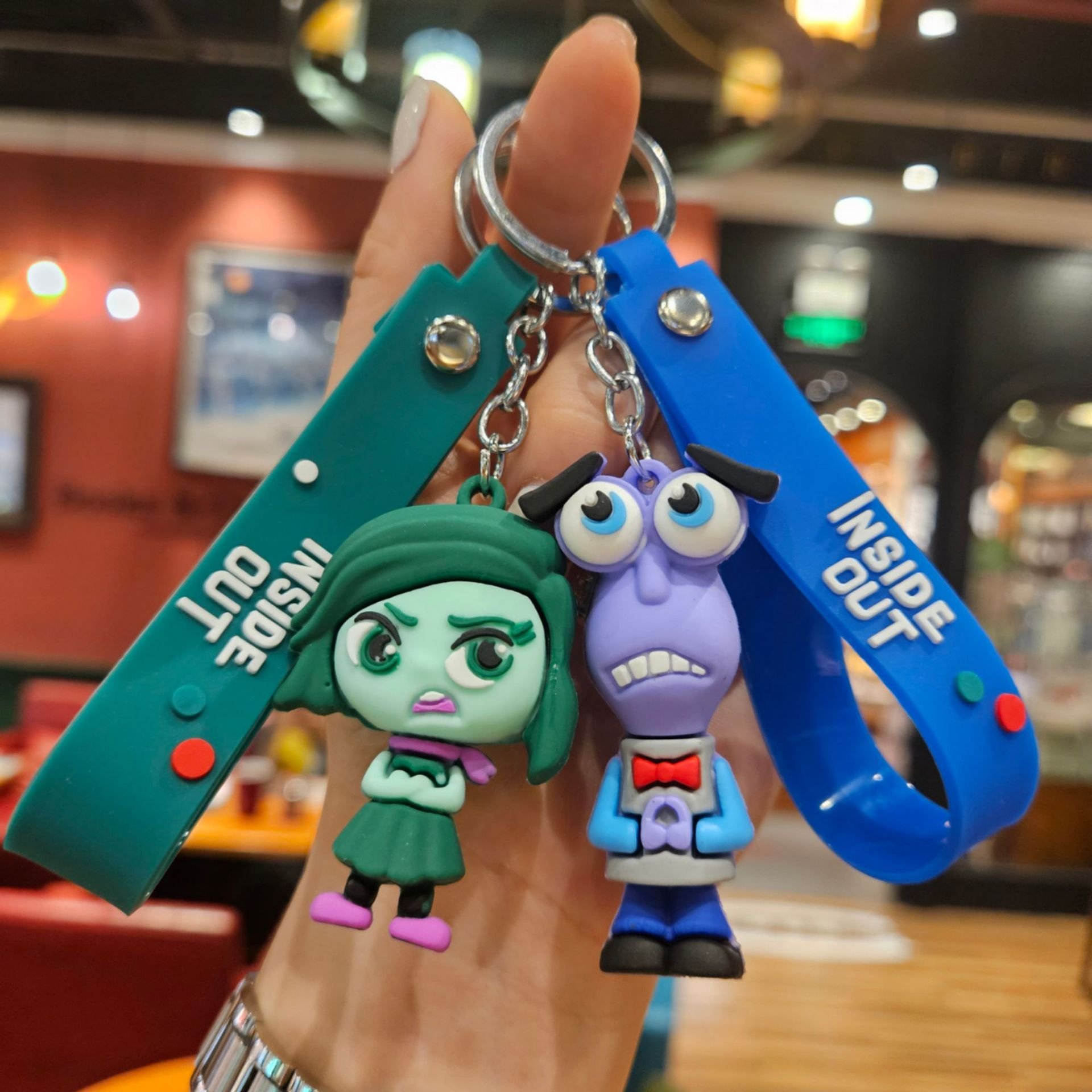 Botu Promotion Gift Rubber Keychain Wristlet Inside Out 2 Figures Car Key Ring Pendant Bracelet Trend Product 3D PVC Keychains