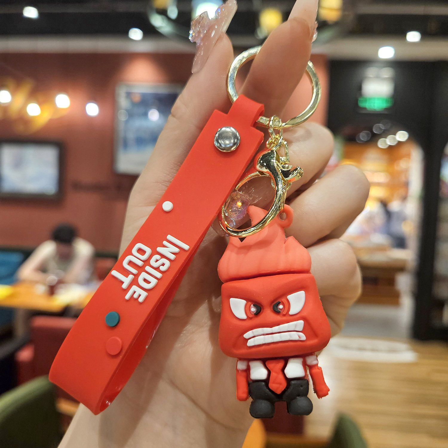 Botu Promotion Gift Rubber Keychain Wristlet Inside Out 2 Figures Car Key Ring Pendant Bracelet Trend Product 3D PVC Keychains