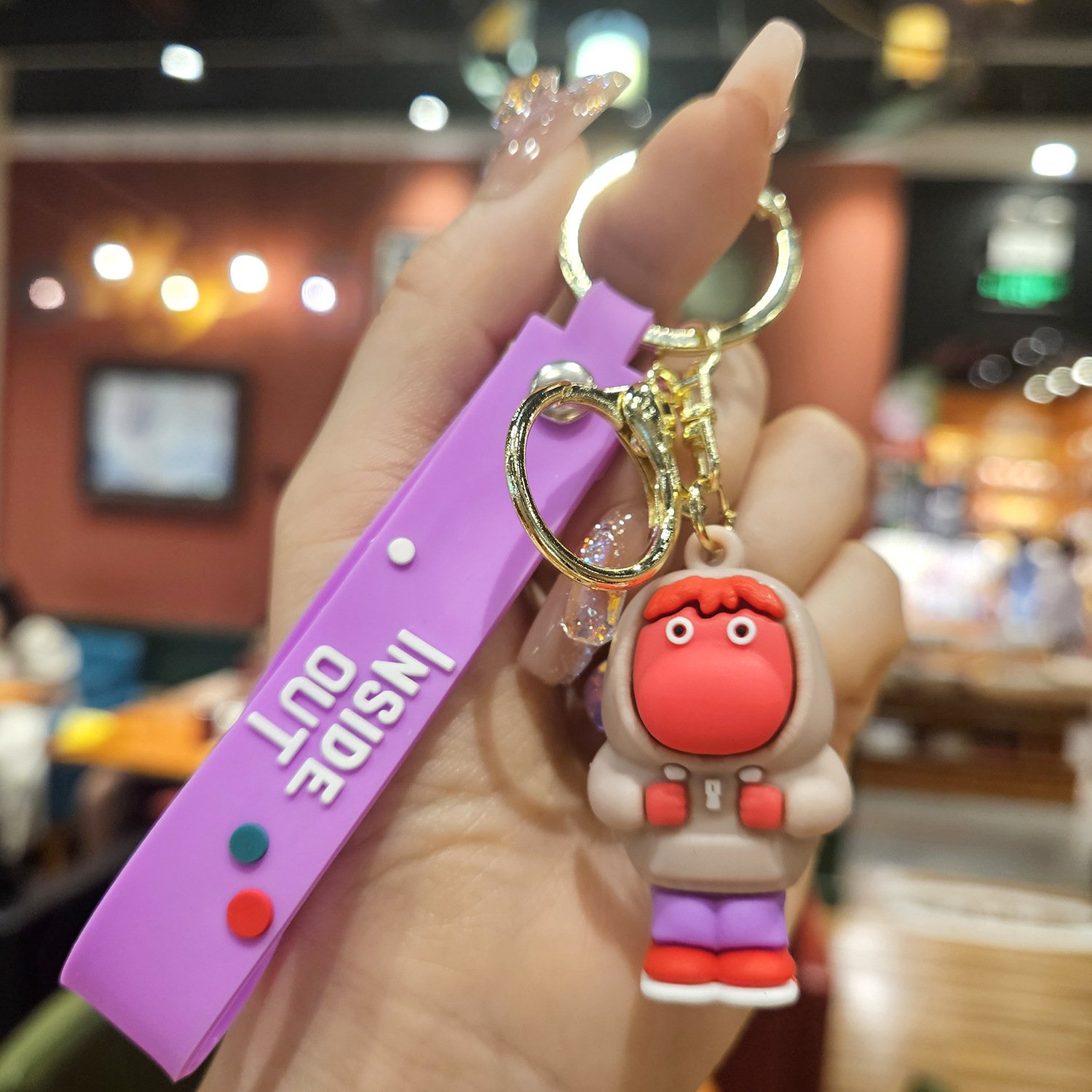 Botu Promotion Gift Rubber Keychain Wristlet Inside Out 2 Figures Car Key Ring Pendant Bracelet Trend Product 3D PVC Keychains