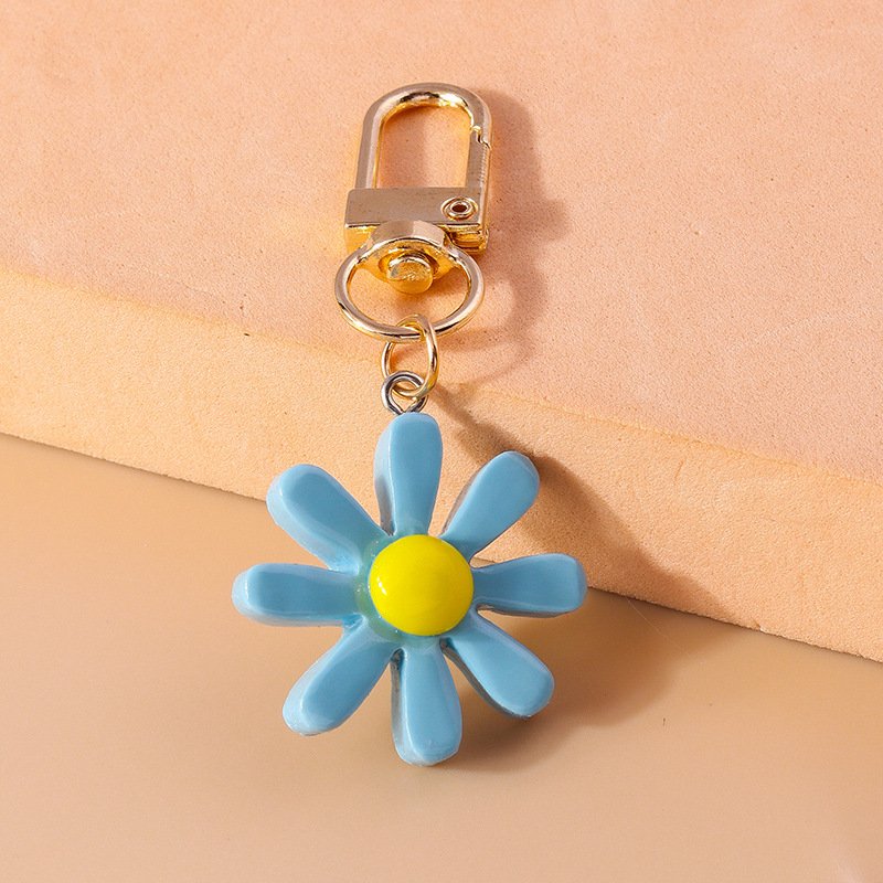 Fashion Colorful Flower Charms Daisy Keychain for Women Men Car Key Handbag Pendants Keyrings Accessoris DIY Jewelry Gifts