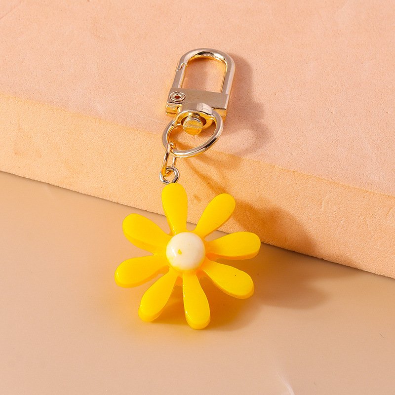 Fashion Colorful Flower Charms Daisy Keychain for Women Men Car Key Handbag Pendants Keyrings Accessoris DIY Jewelry Gifts