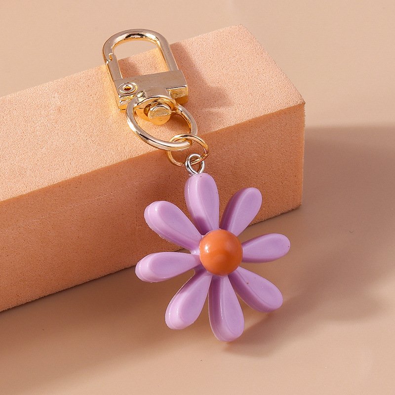 Fashion Colorful Flower Charms Daisy Keychain for Women Men Car Key Handbag Pendants Keyrings Accessoris DIY Jewelry Gifts