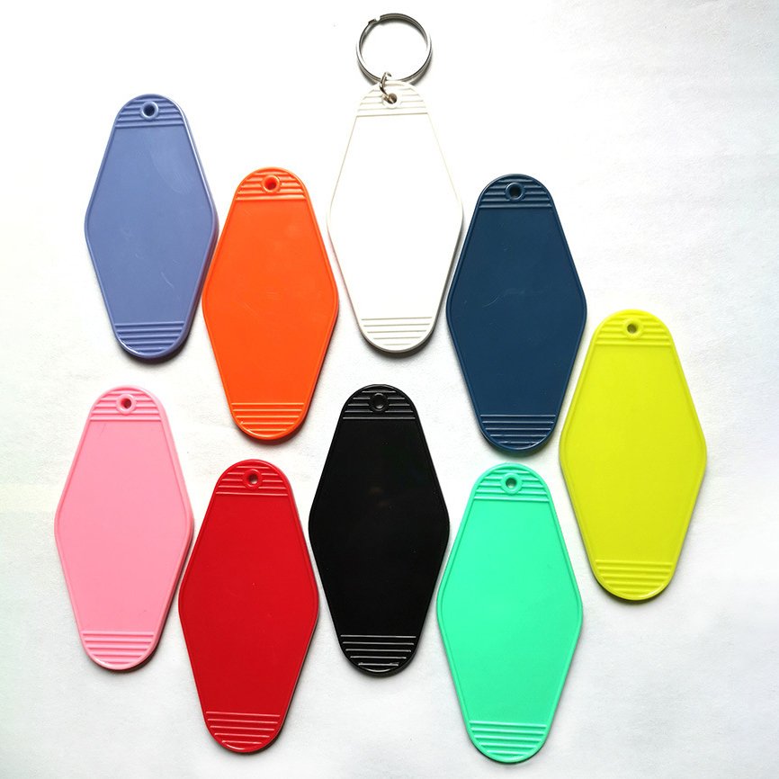 Blank Motel UV Printing Plastic Hot Stamp Key Chains Frosted Acrylic Motel Keychain Custom Design keyring Hotel Keychains
