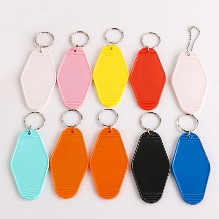 Blank Motel UV Printing Plastic Hot Stamp Key Chains Frosted Acrylic Motel Keychain Custom Design keyring Hotel Keychains