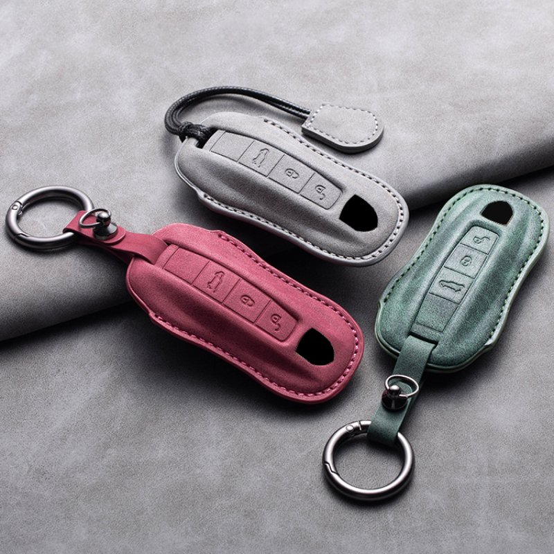 Leather Car Key Cover Case Shell For Porsche Panamera Carman Macann Cayenne 911 970 981 991 996 Keychain Key Accessories