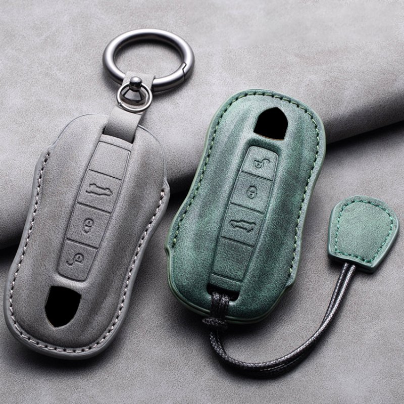 Leather Car Key Cover Case Shell For Porsche Panamera Carman Macann Cayenne 911 970 981 991 996 Keychain Key Accessories