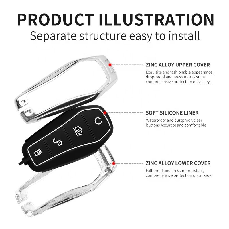 4 Buttons Case Key Bag For Byd Atto 3 Qin Plus Han Dmi Swift Byd Car Key Cover