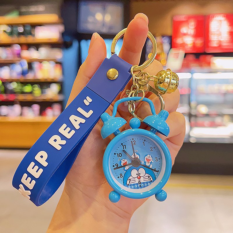 Mini alarm clock metal keychain cute creative keyring small pendant car bags hanging accessories wholesale keychain