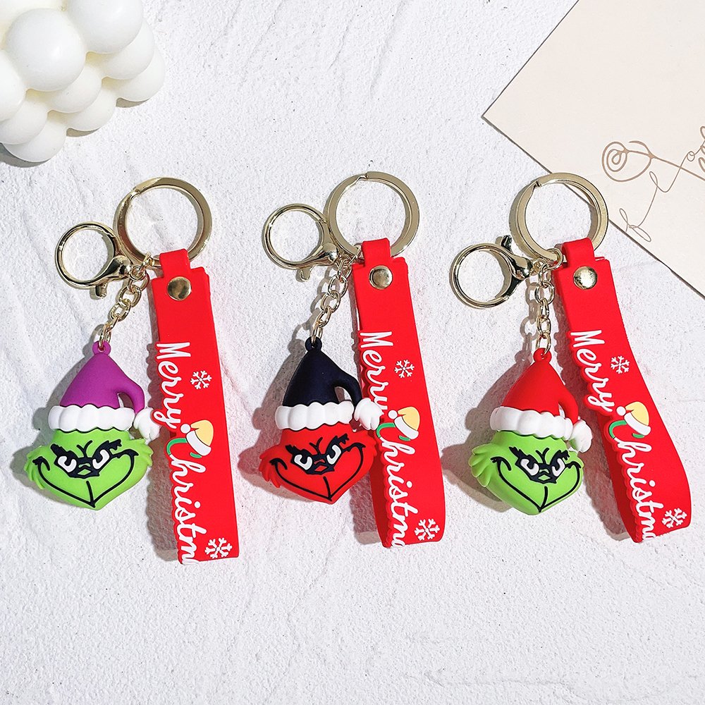 LC272 Key Ring Creative Christmas Grinch Character Doll Car Key Chain Pendant Bag Key Chain Accessories Small Gifts Wholesale
