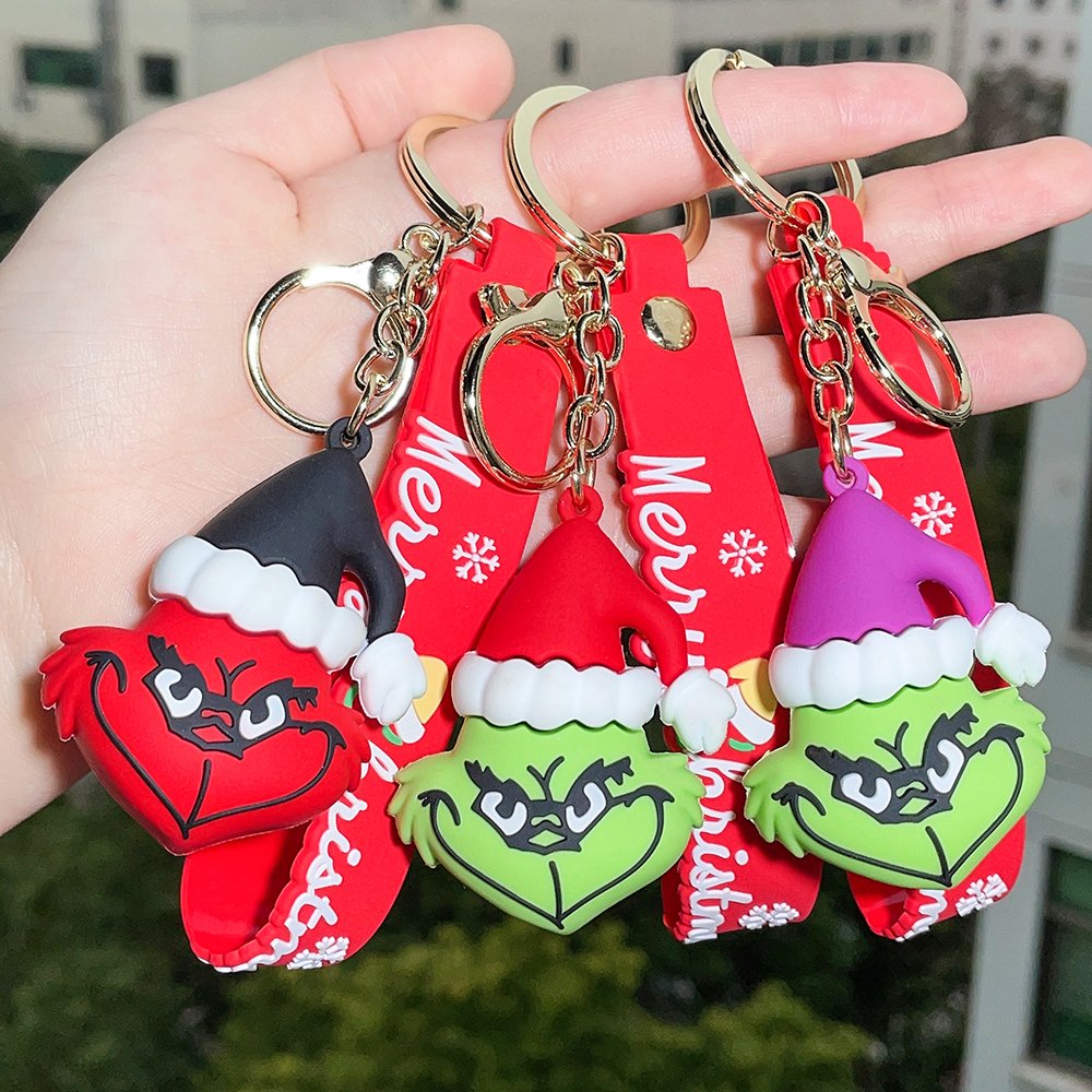 LC272 Key Ring Creative Christmas Grinch Character Doll Car Key Chain Pendant Bag Key Chain Accessories Small Gifts Wholesale