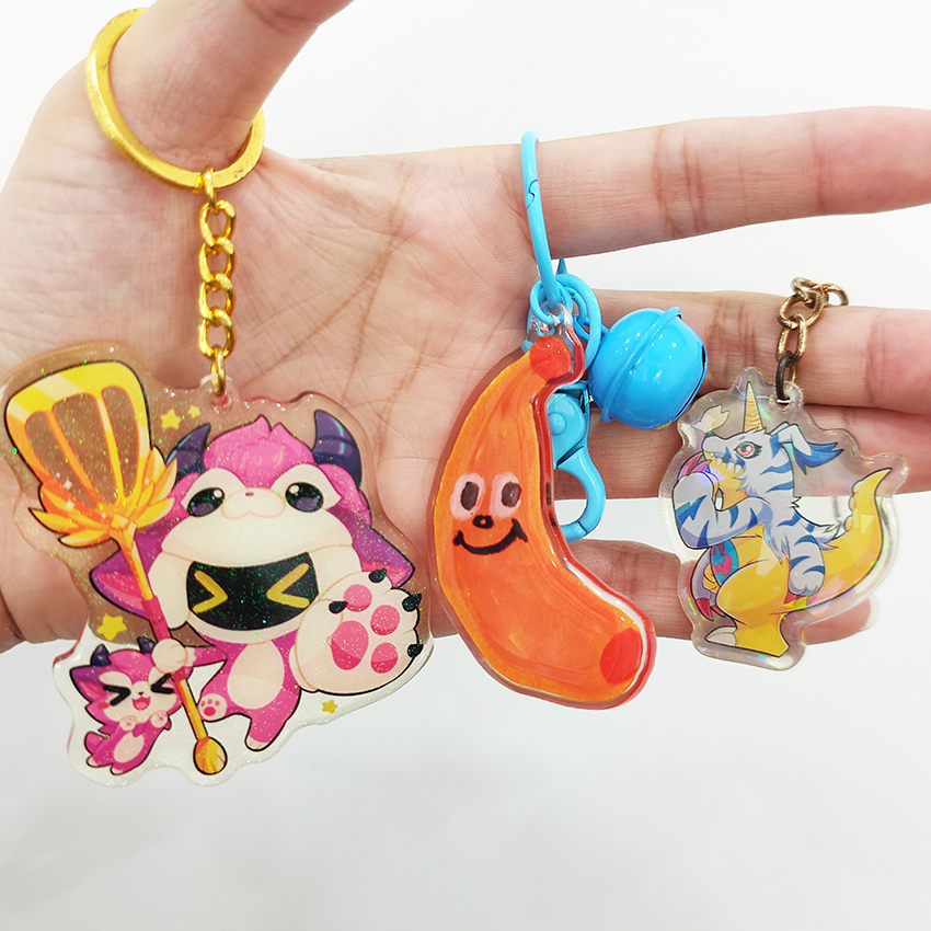 Custom Transparent Key Chain Bright Color Cute Cartoon DIY Acrylic Charm Wholesale