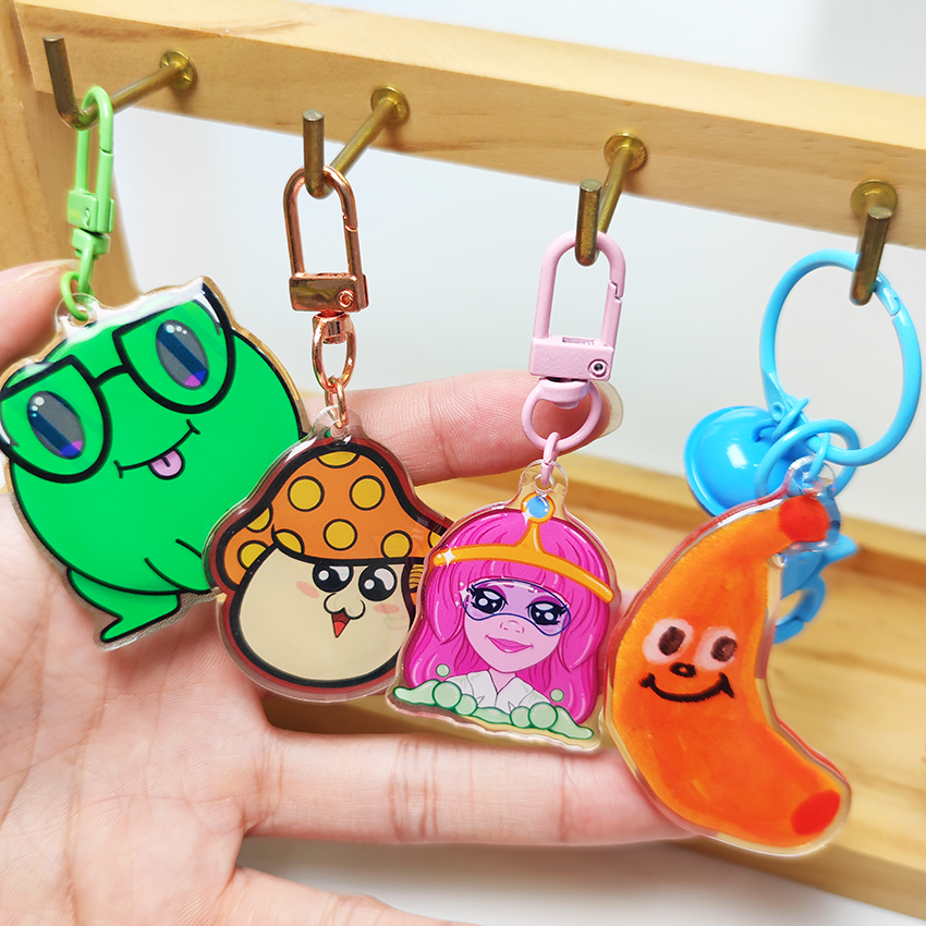 Custom Transparent Key Chain Bright Color Cute Cartoon DIY Acrylic Charm Wholesale