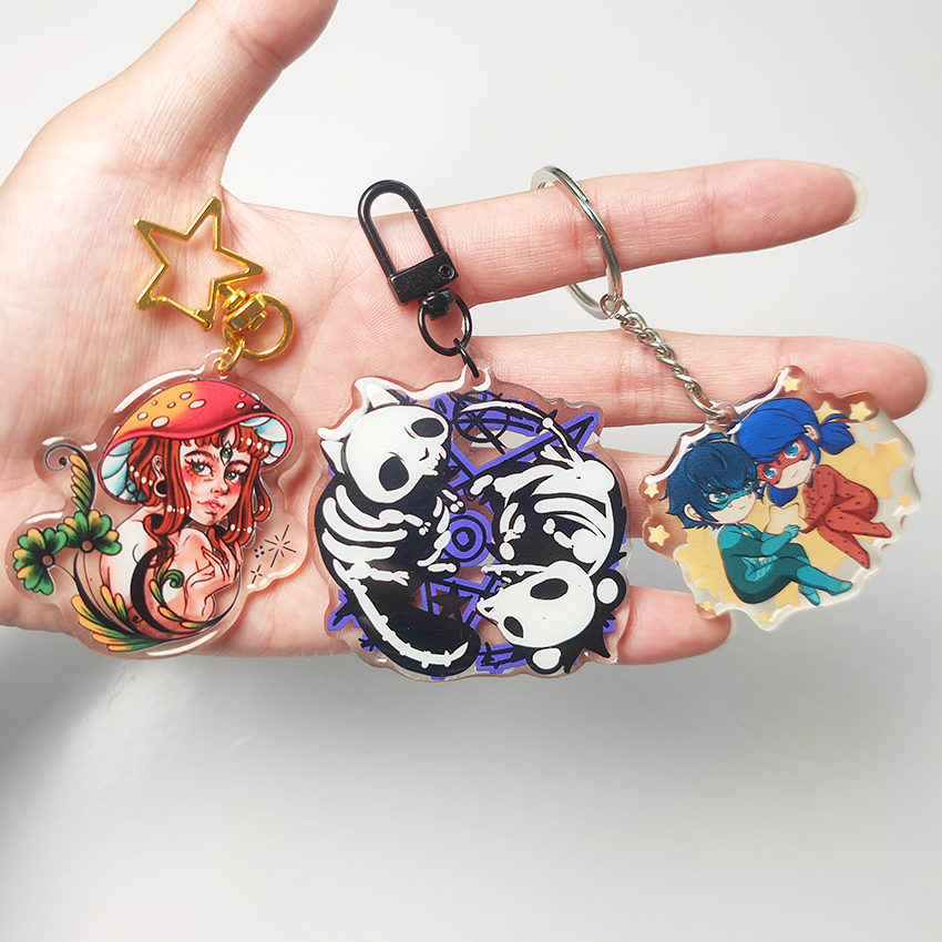 Custom Transparent Key Chain Bright Color Cute Cartoon DIY Acrylic Charm Wholesale