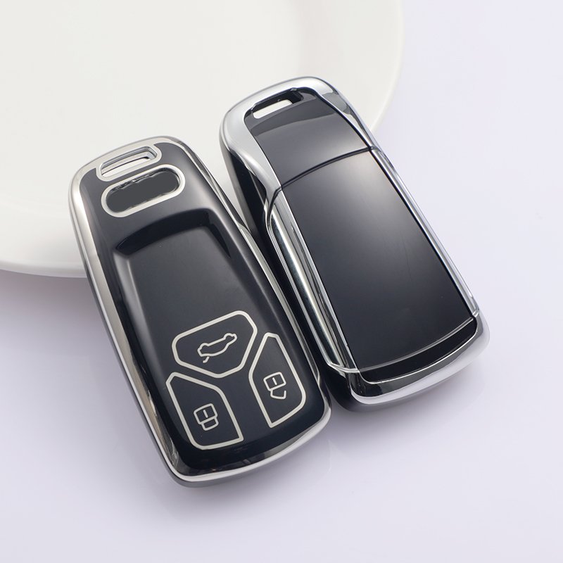Upgraded Soft Key Case,TPU Car Key cover with Keychain Accessories for Audi A4 A5 B9 S5 Q5 Q7 SQ5 SQ7 Car Key Accessories