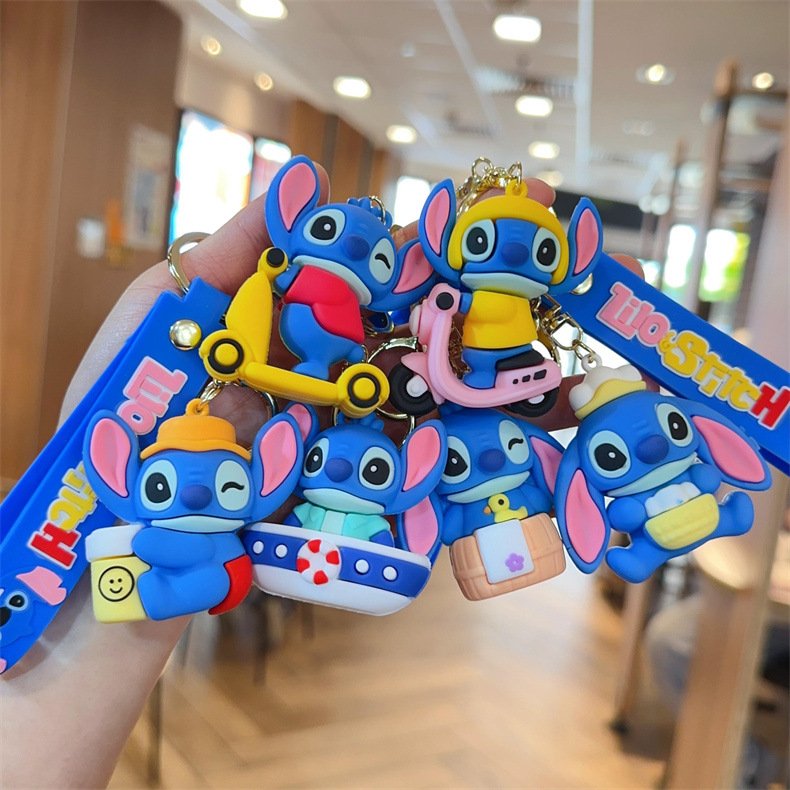 Creative Cartoon Stitch Keychain Pvc Soft Rubber Doll Key Chain Student School Bag Pendant Activity Gift