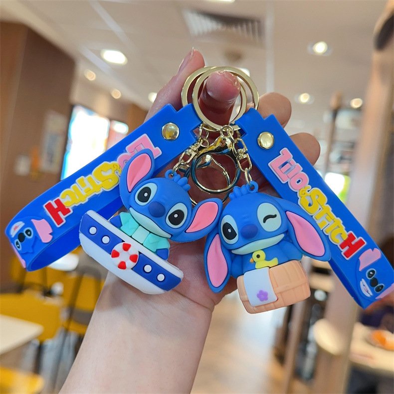 Creative Cartoon Stitch Keychain Pvc Soft Rubber Doll Key Chain Student School Bag Pendant Activity Gift