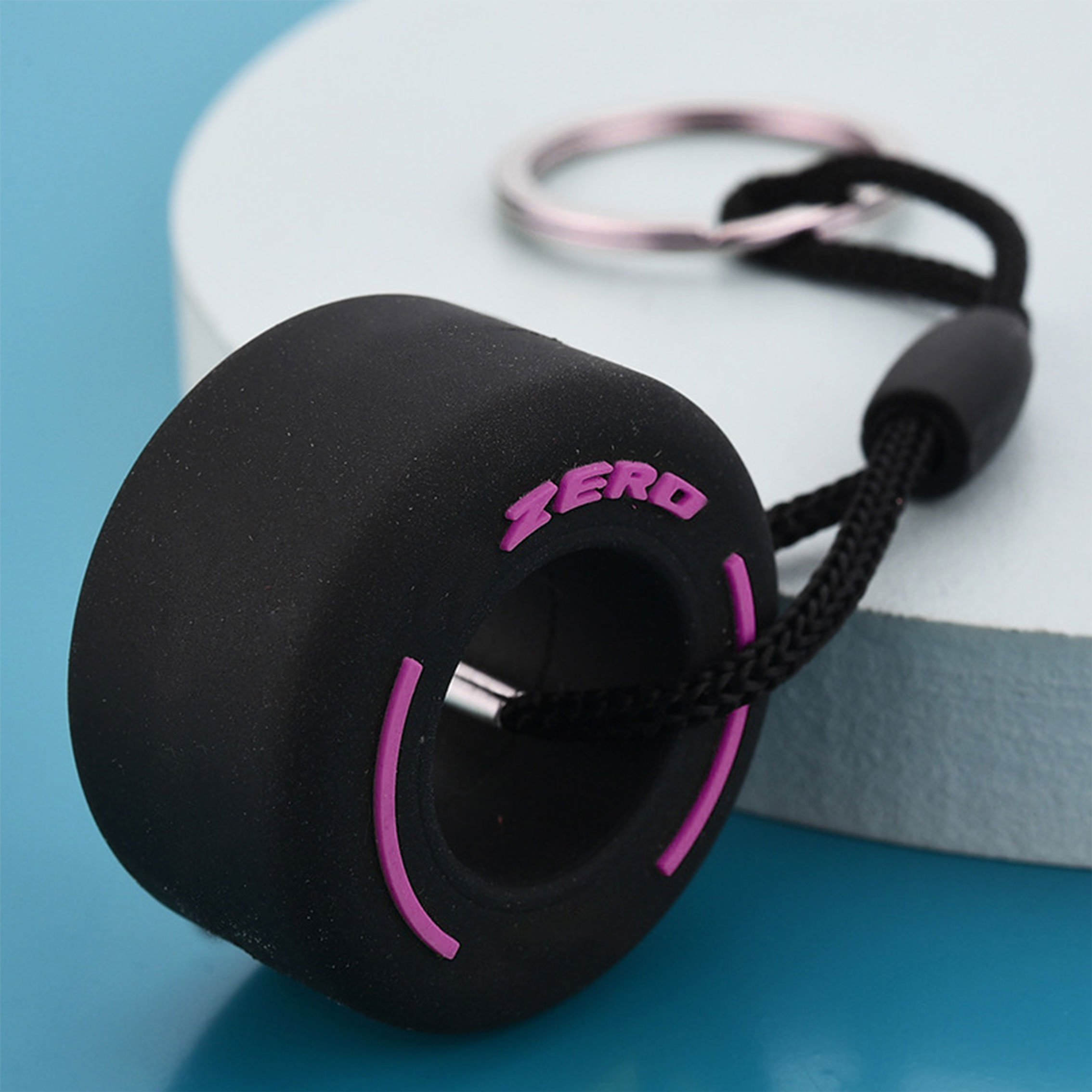 PVC soft rubber personalized creative tire keychain, colorful car key decoration small pendant.