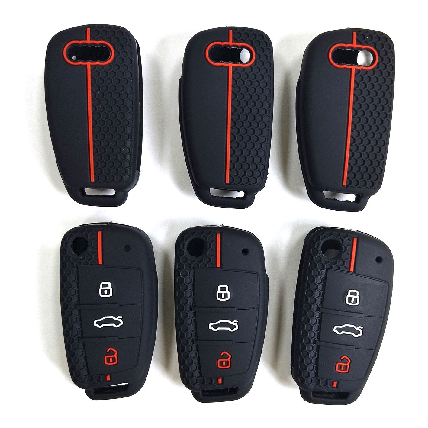 Best sellers Silicone Car Remote 3 Button Key Case Cover Genuine Grid case For Audi Q3/Q7/TT/A6/S3/A3/A1