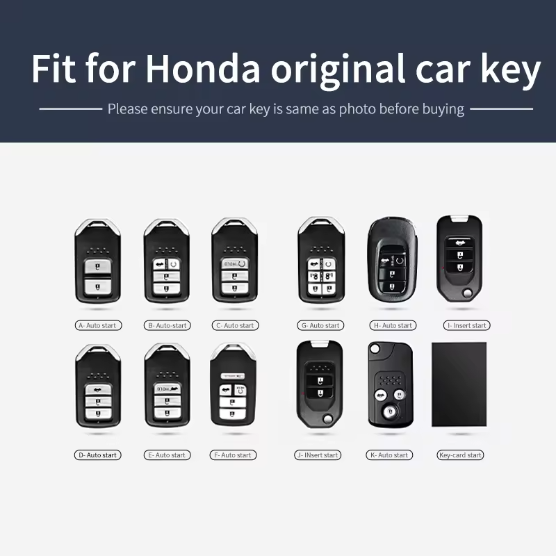 luxury zinc alloy Car Key fob metal leather case Cover for Honda city civic accrd crv jazz protect
