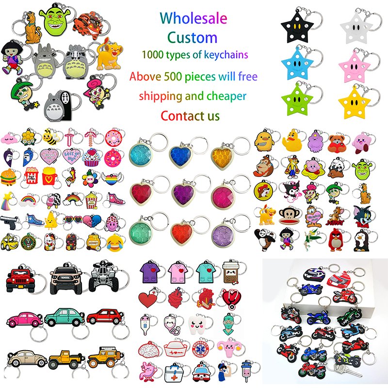 wholesale custom pink 2 keychain cartoon figure keyrings movie key chains cute key holder