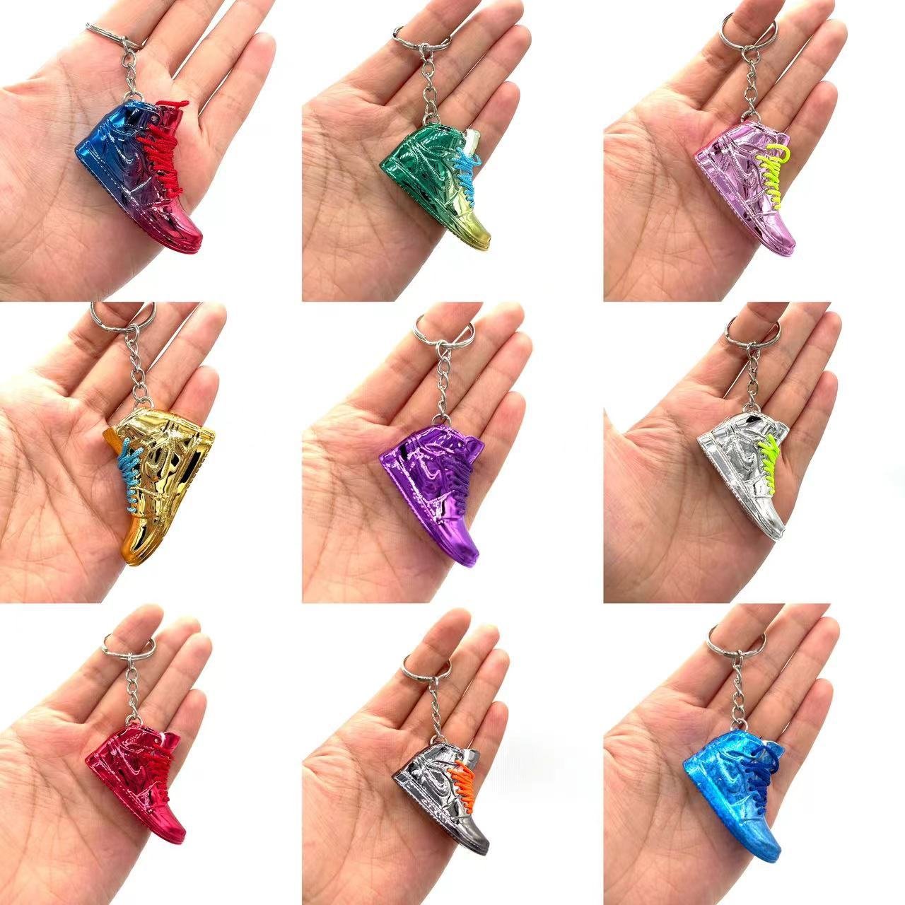3D shoe mold keychain plastic basketball shoe pendant woven rope car keychain accessory