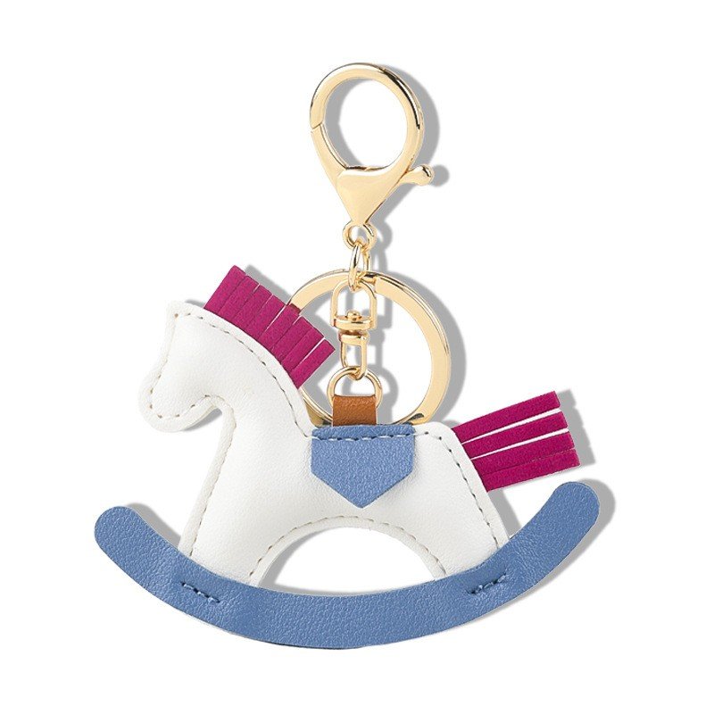 New custom horse leather car key chain accessories animal key ring bag charm ornament pendant luxury designer keychains