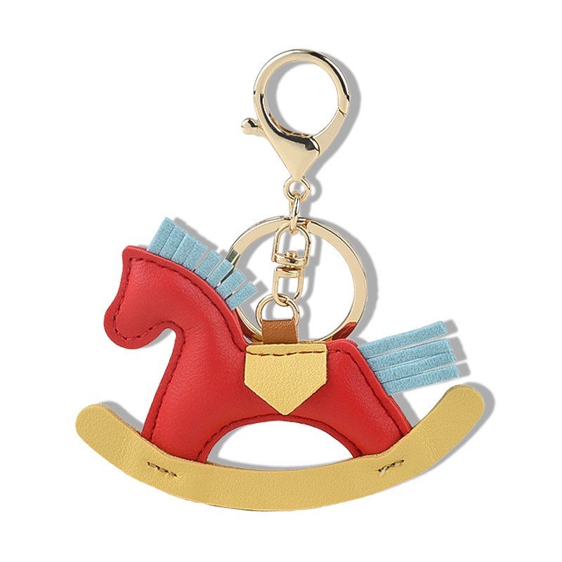 New custom horse leather car key chain accessories animal key ring bag charm ornament pendant luxury designer keychains