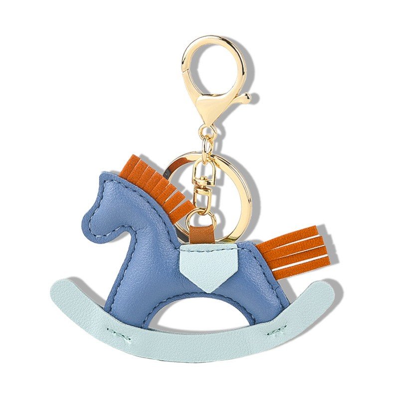 New custom horse leather car key chain accessories animal key ring bag charm ornament pendant luxury designer keychains