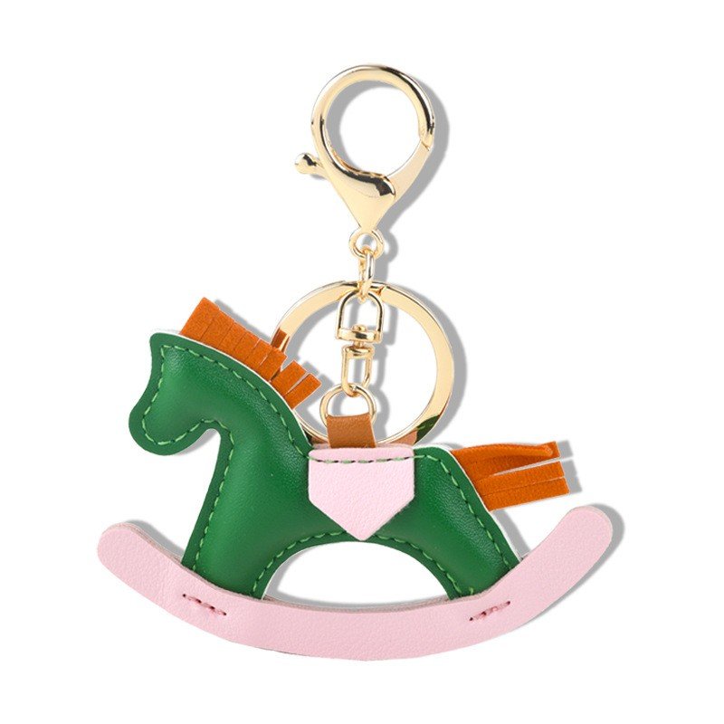 New custom horse leather car key chain accessories animal key ring bag charm ornament pendant luxury designer keychains