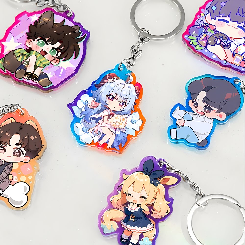 Personalized custom printed acrylic charms clear glitter epoxy hologram acrylic keychain bulk wholesale cute key chain acrylic