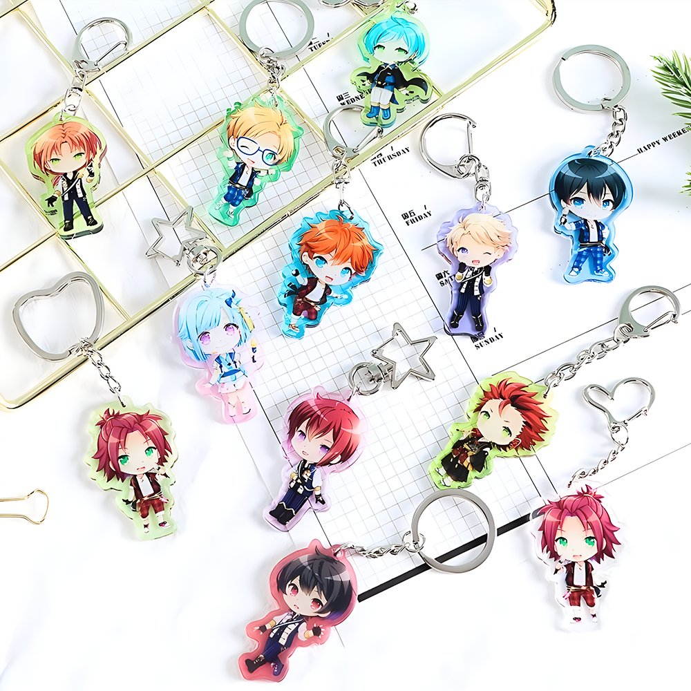 Personalized custom printed acrylic charms clear glitter epoxy hologram acrylic keychain bulk wholesale cute key chain acrylic