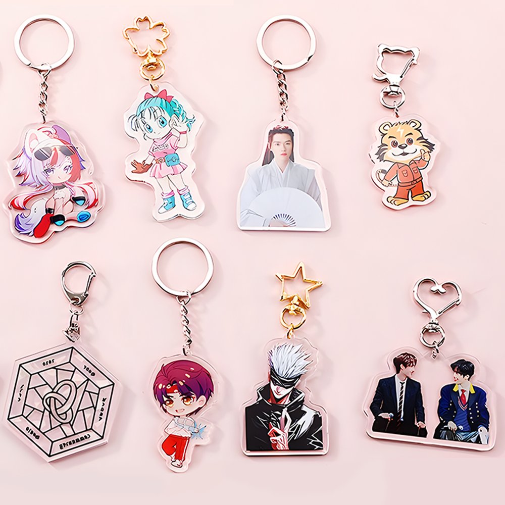 Personalized custom printed acrylic charms clear glitter epoxy hologram acrylic keychain bulk wholesale cute key chain acrylic