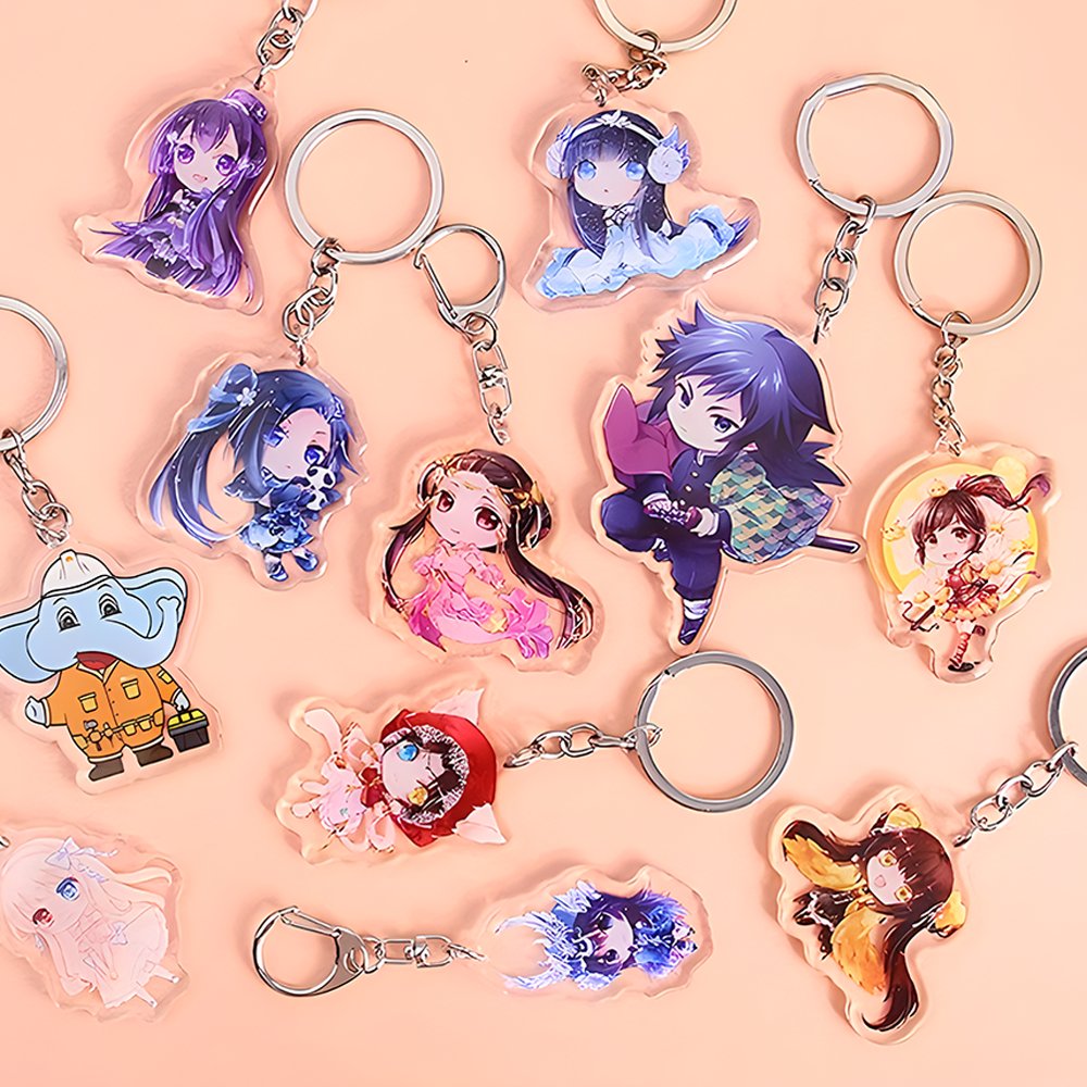 Personalized custom printed acrylic charms clear glitter epoxy hologram acrylic keychain bulk wholesale cute key chain acrylic