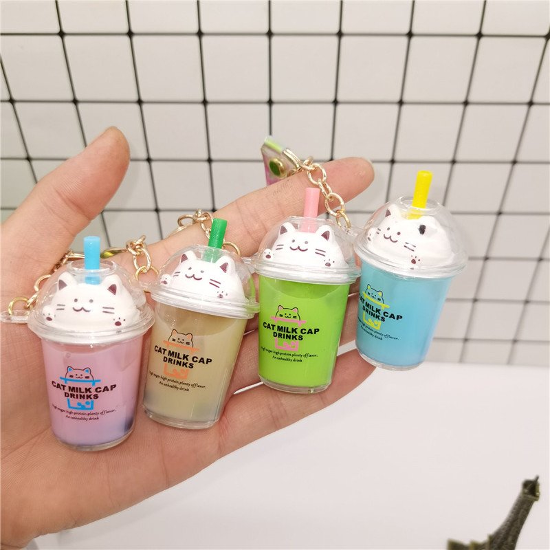 Wholesale Custom Acrylic Cute Small Boba Milk Tea Accessories Keychain