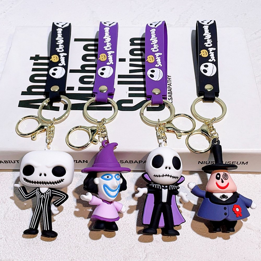 New 3D Rubber The Nightmare Before Christmas Key Chain Accessories Halloween Lanyard Anime Keychains Promotion Car Gift
