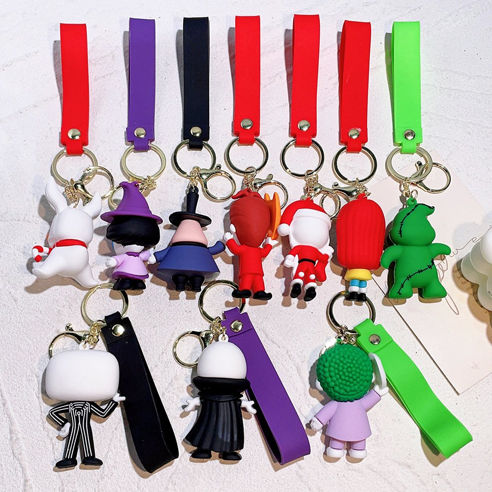 New 3D Rubber The Nightmare Before Christmas Key Chain Accessories Halloween Lanyard Anime Keychains Promotion Car Gift