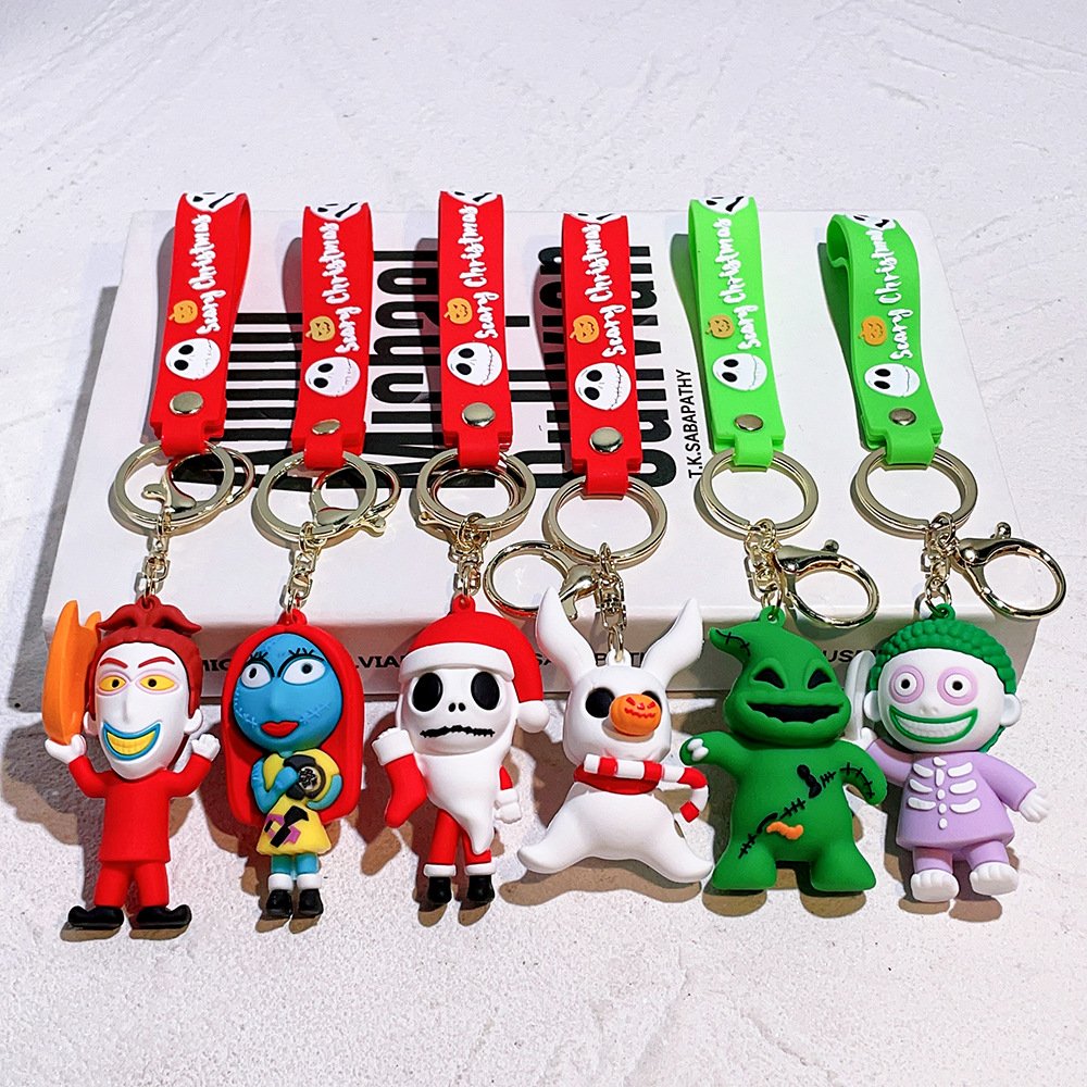 New 3D Rubber The Nightmare Before Christmas Key Chain Accessories Halloween Lanyard Anime Keychains Promotion Car Gift